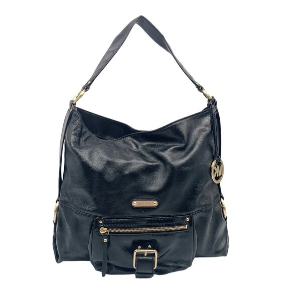 Michael Kors Black Patent Leather Austin Slouchy Bag - Picture 1 of 10